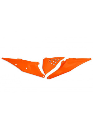 Osłony boczne tylne wentylowane z pokrywą filtra UFO do KTM SX / EXC / SX-F / EXC-F (19-) pomarańczowe