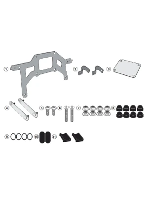 Zestaw mocujący skrzynkę narzędziową KAPPA KS250 do stelaża bocznego KTM 390 Adventure (20-24)/ Royal Enfield Himalayan (21-23)/ Scram 411 (22-24)
