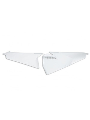 Osłony boczne tylne UFO do Husqvarna TC 125/250, FC 250/350/450 (19-), TE 150/250/300, TX 250/300, FE 250/350/450/501 (20-) białe 041