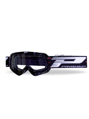 Gogle motocyklowe dziecięce Progrip PG3101-102 Atzaki z przezroczystą szybką, czarne