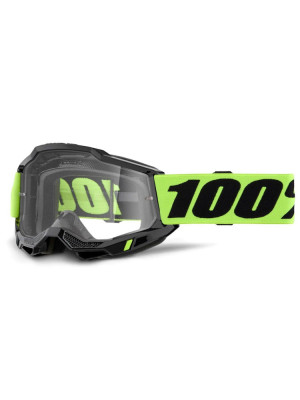 Gogle motocyklowe 100% Accuri 2 Enduro z szybką przezroczystą, czarno-żółte