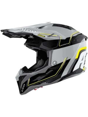 Kask enduro Airoh Aviator 3 Leader szaro-czarno-żółty połysk