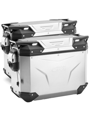 Zestaw kufrów bocznych aluminiowych GIVI Trekker Outback Evo Smart 37 srebrnych [bez wkładek SLR; poj.: 2 x 37 litrów]