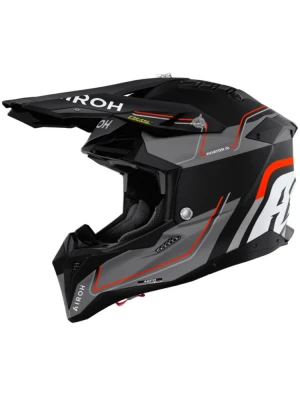 Kask enduro Airoh Aviator 3 Leader szaro-czarno-pomarańczowy matowy
