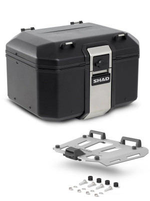 Kufer centralny aluminiowy Shad Terra TR48 czarny [pojemność: 48 l] + aluminiowa płyta montażowa, czarna