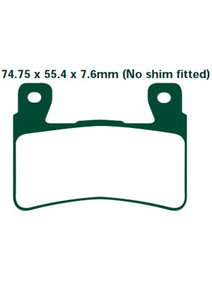 Klocki hamulcowe EBC FA296HH 74.75 x55.4 x 7.6mm na przód