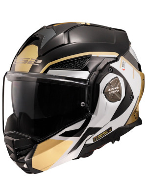 Kask szczękowy LS2 FF901 Advant X Metryk czarno-biało-złoty