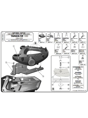 Stelaż pod kufer centralny Monokey Kappa Yamaha FJR 1300 (06-20) [płyta montażowa w zestawie]
