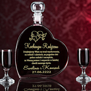 Grawerowana włoska karafka SERCE podziękowania dla rodziców prezent na 10 20 30 40 50 60 70 rocznicę ślubu urodziny opakowanie na alkohol whiskey whis