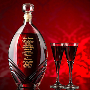 Karafka z grawerem ze szprosami prezent na 1-99 urodziny jubileusz upominek biznesowy na whiskey whisky likier alkohol nalewkę butelka na wódkę opakow