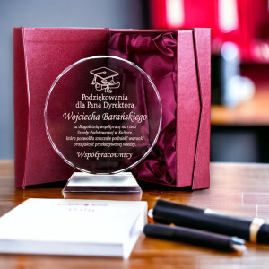 Trofeum medal prezent dla nauczycielki nauczyciela z etui dowolny grawer w cenie - podziękowanie dla promotora wykładowcy