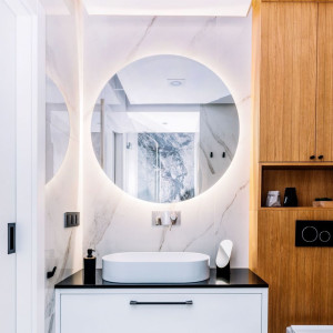 Lustro LED 80cm ścienne okrągłe bez ramy z podświetleniem