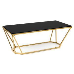 Ława prostokątna chromowana złota z czarnym blatem diament 120x60cm