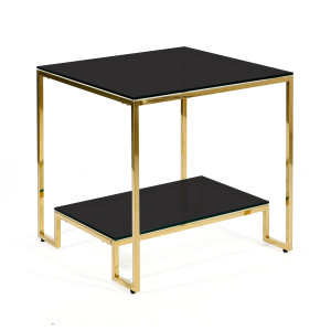 Stolik złoty chromowany z czarnymi blatami