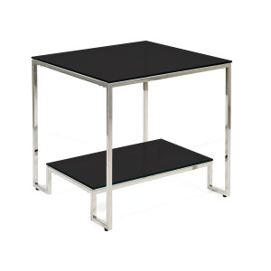 Stolik srebrny chromowany z czarnymi blatami Glamour