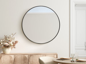 Lustro okrągłe czarne rama MDF 100cm