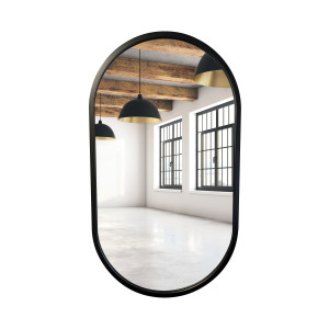 Lustro owalne czarne rama MDF 90x55cm