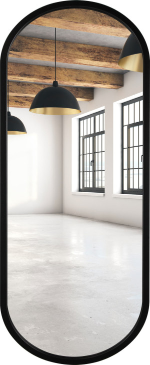 Lustro owalne czarne rama MDF 155x55cm