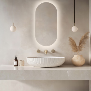 Lustro LED 40X80cm ścienne owalne bez ramy z podświetleniem