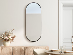 Lustro owalne czarne rama MDF 140x40cm
