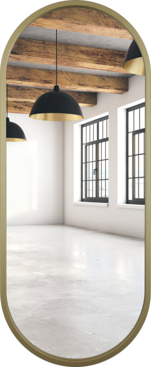 Lustro owalne złote rama MDF 40x140cm