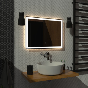 Lustro LED 60x80cm ścienne prostokątne bez ramy z podświetleniem tylnym z włącznikiem poziome