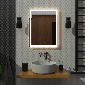 Lustro LED 60x80cm ścienne prostokątne bez ramy z podświetleniem tylnym z włącznikiem pionowe