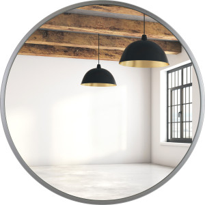 Srebrne lustro okrągłe 90cm rama MDF