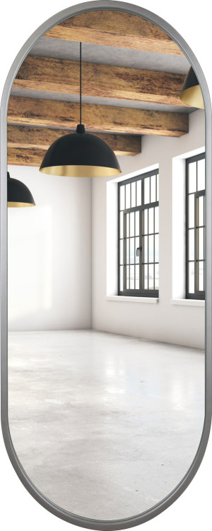 Lustro owalne srebrne rama MDF 110x45cm
