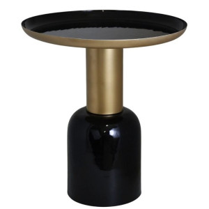 Stolik metalowy czarno-złoty z czarnym blatem 47x47x51,5cm