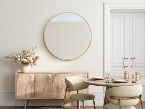 Lustro okrągłe w złotej ramie 80cm