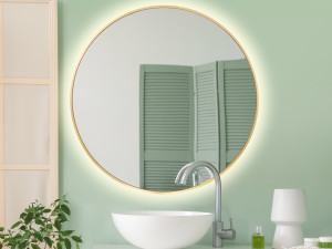 Lustro LED okrągłe 90cm złote w aluminiowej ramie