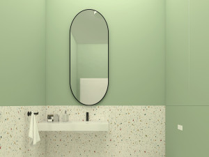Lustro owalne w czarnej ramie aluminiowej 40x80cm