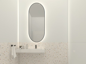 Lustro owalne w czarnej ramie aluminiowej LED 40x80cm