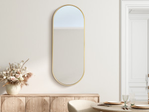 Lustro owalne w złotej ramie aluminiowej 50x100cm