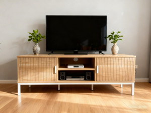 Szafka RTV z ryflowanymi frontami dąb 120 cm