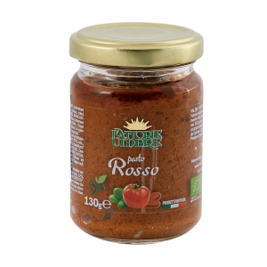 SKOSZTUJ FATTORIE UMBRE Pesto Rosso BIO - czerwone pesto z suszonych pomidorów 130 g.| Delikatesy Włoskie - Włoskie Produkty Premium | Delikatesy Włoskie - włoskie produkty premium