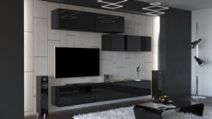 Silver N32- Modernes Wohnzimmer, Wohnwand, Wohnschrank, Schrankwand, Möbel