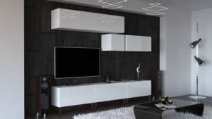 Silver N32- Modernes Wohnzimmer, Wohnwand, Wohnschrank, Schrankwand, Möbel