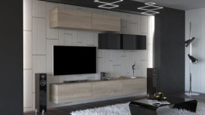 Silver N32- Modernes Wohnzimmer, Wohnwand, Wohnschrank, Schrankwand, Möbel