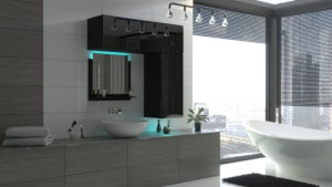 Badezimmermöbel Badmöbel Badeschrank Badezimmerschrank Hochglanz ALIUS  42