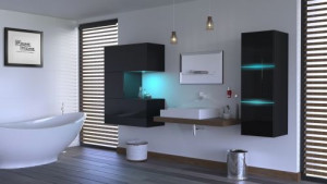 Badezimmermöbel Badmöbel Badeschrank Badezimmerschrank Hochglanz ALIUS  48