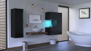 Badezimmermöbel Badmöbel Badeschrank Badezimmerschrank Hochglanz ALIUS  50