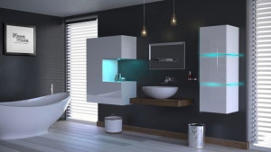 Badezimmermöbel Badmöbel Badeschrank Badezimmerschrank Hochglanz ALIUS  52