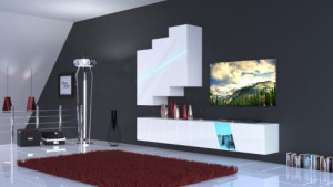 Modernes Wohnzimmer, Wohnwand, Wohnschrank, Schrankwand, Möbel -  S41
