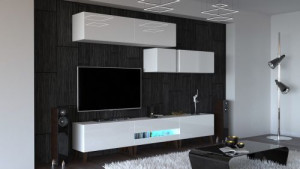 Gold N31 Modernes Wohnzimmer Wohnwand Wohnschrank Schrankwand Möbel Mediawand