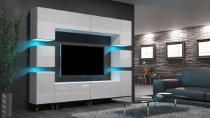 Floks N35 Modernes Wohnzimmer Wohnwand Wohnschrank Schrankwand Möbel Mediawand