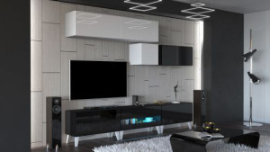 Anbauwand Wohnwand Wohnwände Schrankwand Modernes Wohnzimmer NEU Gold N31