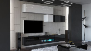 Anbauwand Wohnwand Wohnwände Schrankwand Modernes Wohnzimmer NEU Gold N31