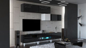 Anbauwand Wohnwand Wohnwände Schrankwand Modernes Wohnzimmer NEU Gold N31
